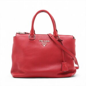 Prada Vitello Dino Leather Handbag Red